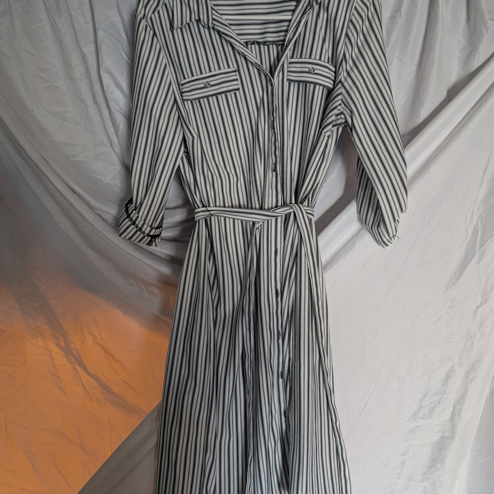 Striped Black and White Shirt Dress